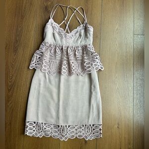 Gianni Bini Dusty Blush Lace-Trim spaghetti strap Dress
